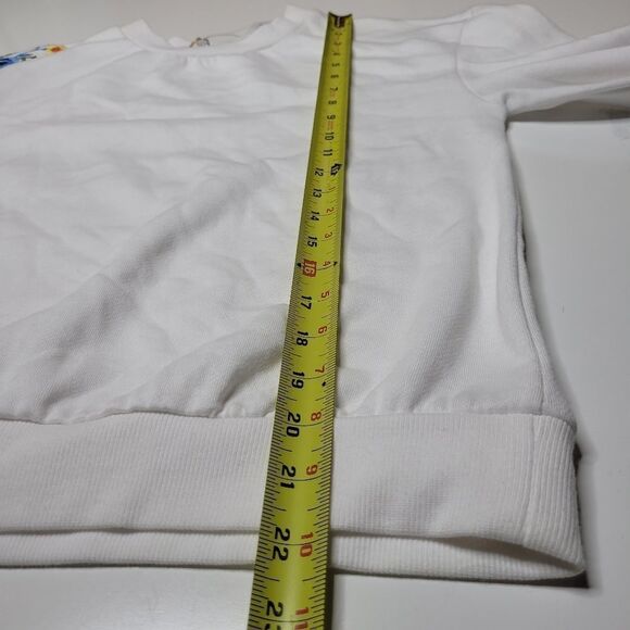 NEW S Johnny Was style embroidered floral cuffed oversized sweatshirt small NWT - Picture 5 of 10